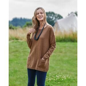 WooLovers Cashmere & Merino Pocket Tunic in Pecan Marl Size Medium